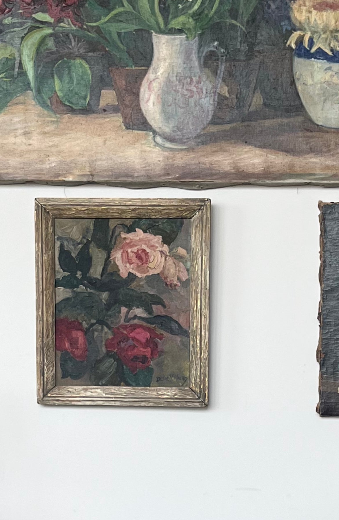 Roses oil on board/original frame