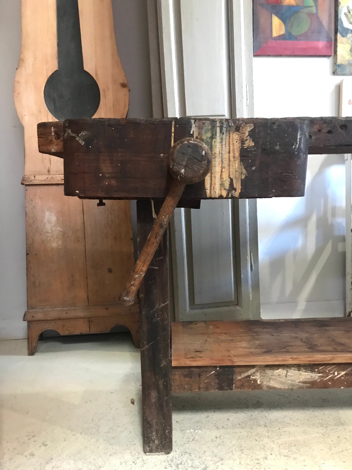 Antique timber work bench