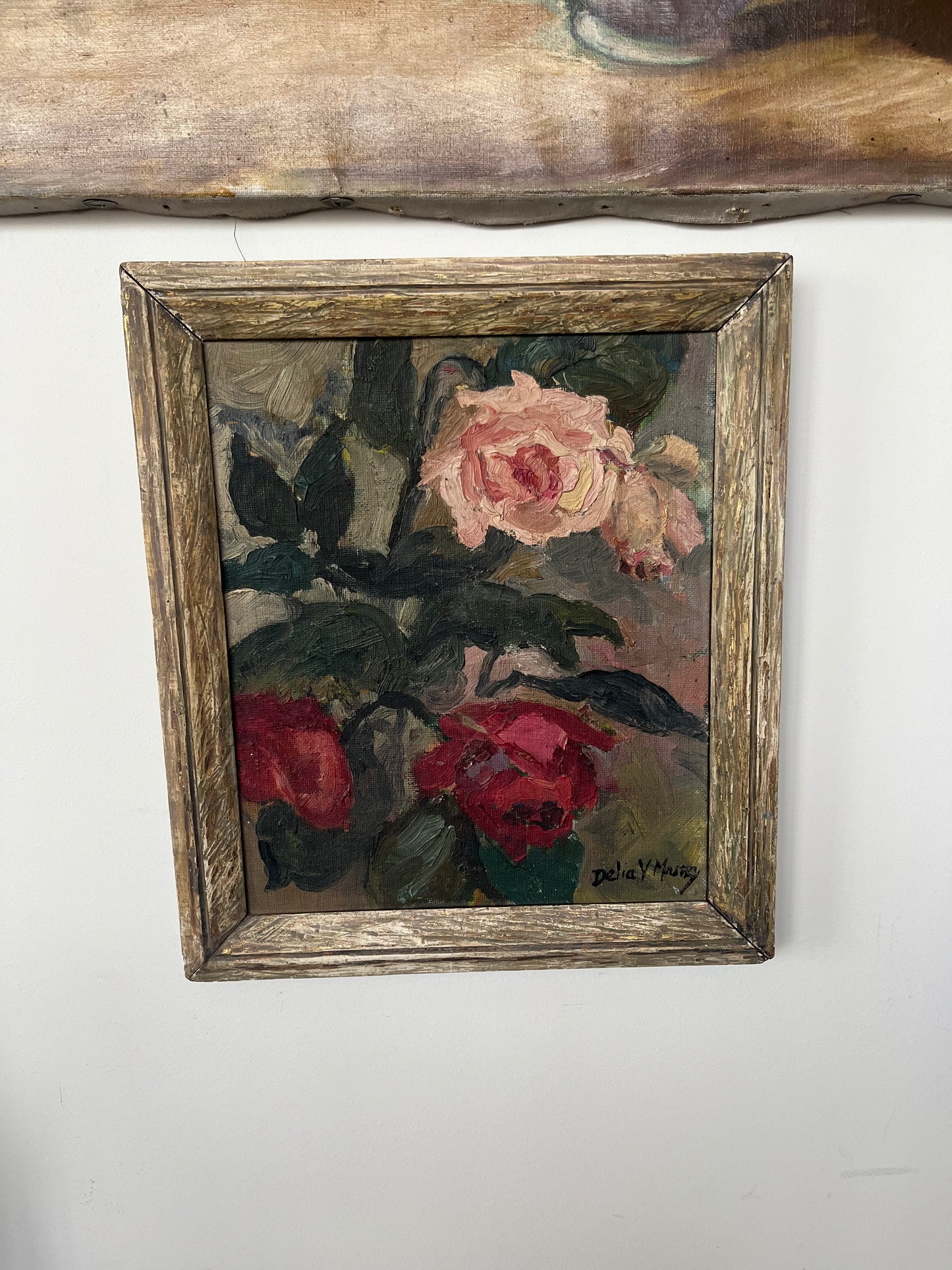 Roses oil on board/original frame