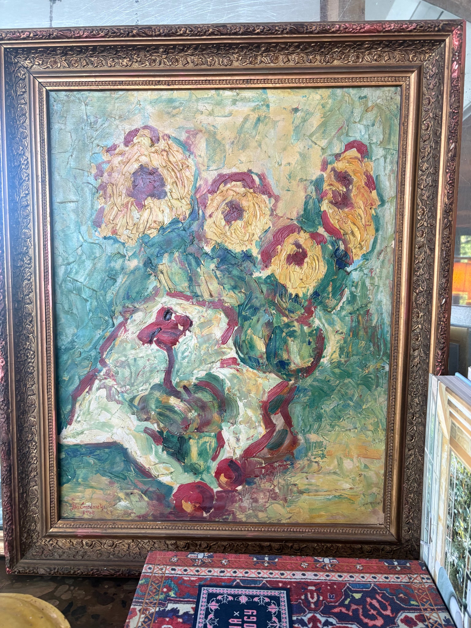 Antique abstract sunflowers