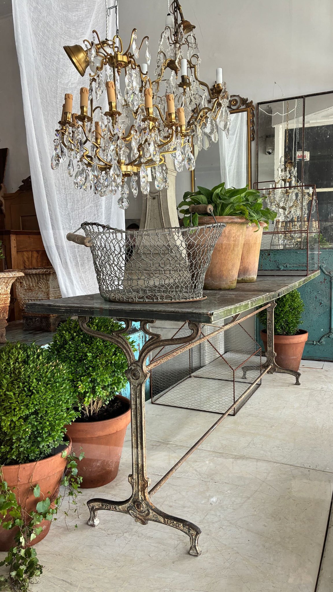Antique French zinc top table
