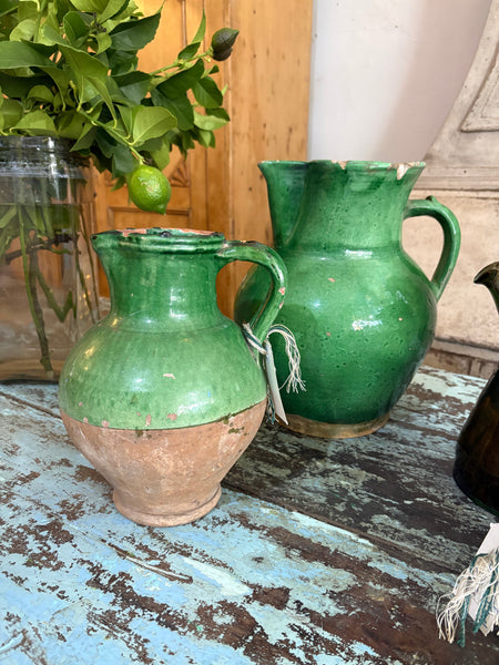 Antique green glaze jug