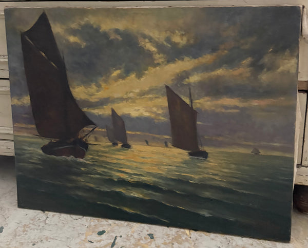 Sail boats seascape oil painting