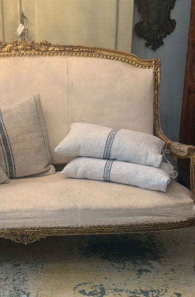 Antique grain sack cushion