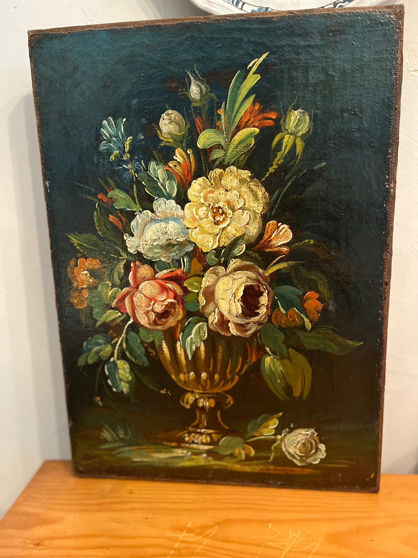 Antique floral oil painting