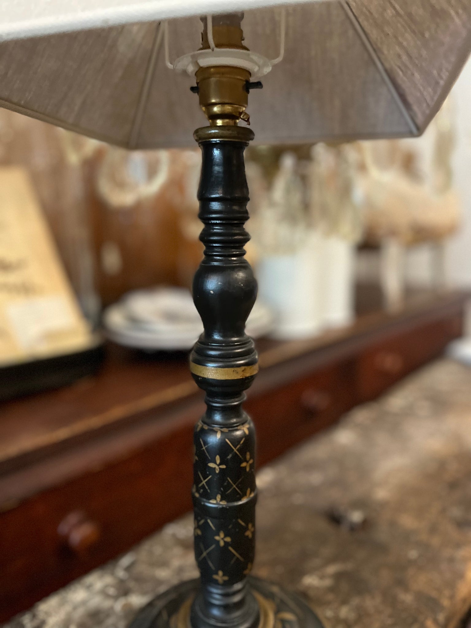 Antique hand painted lamp