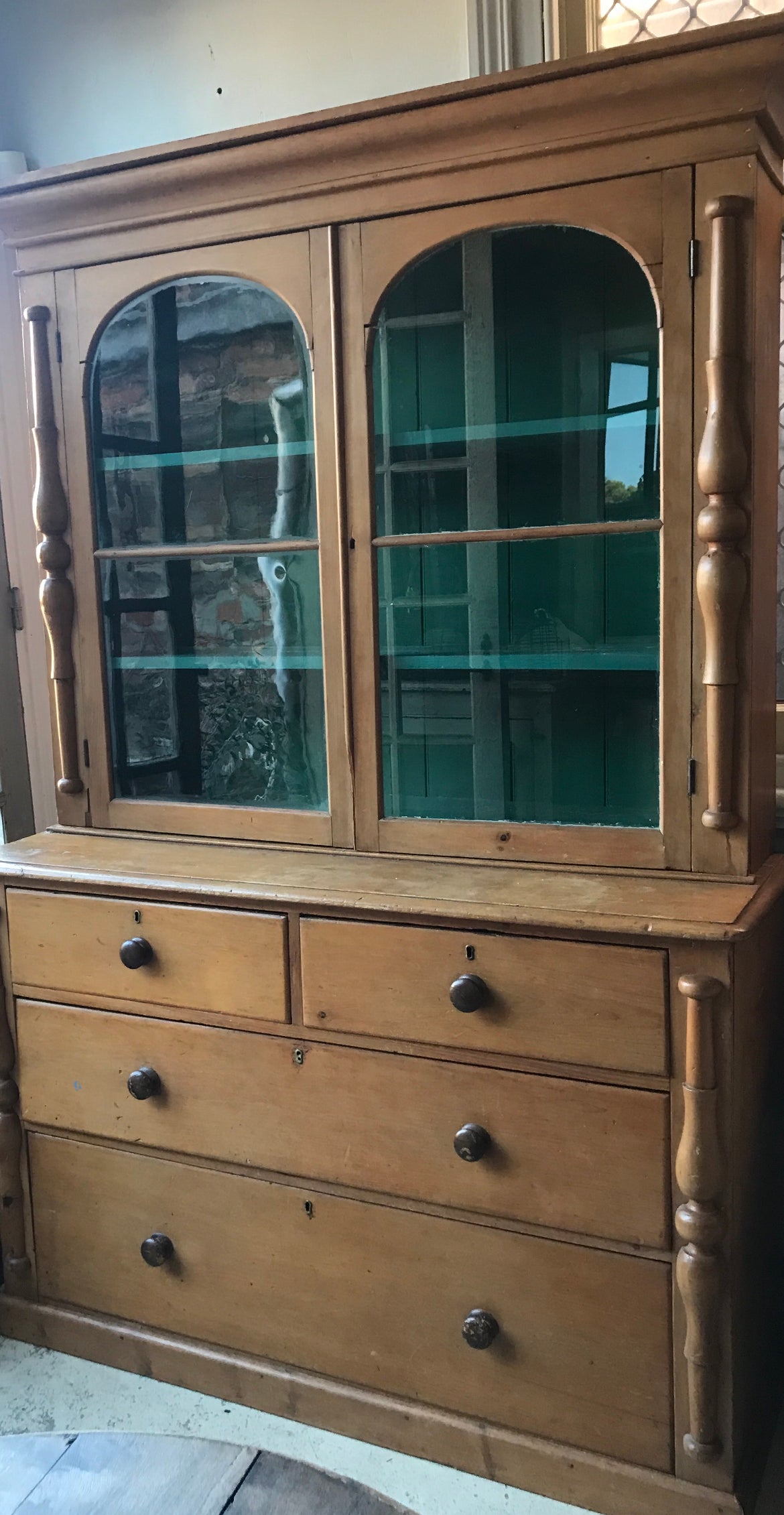 Antique pine bookcase