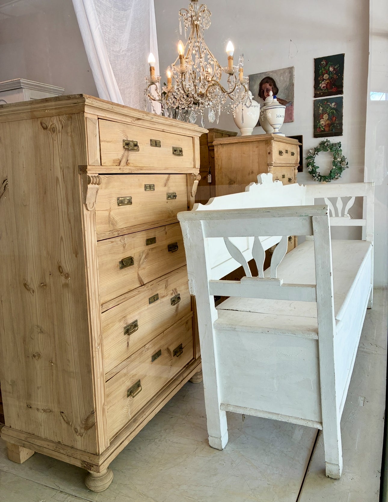 European pine tallboy