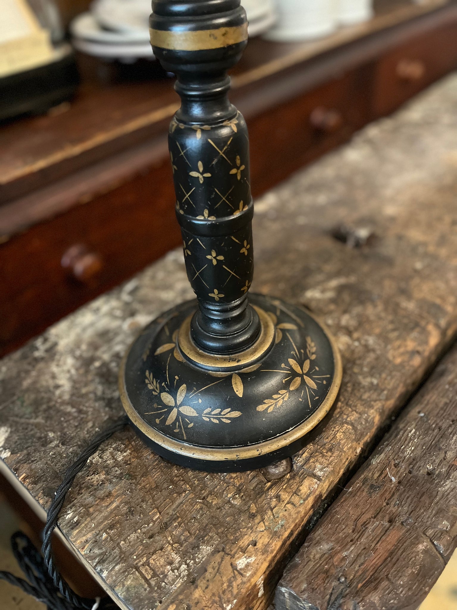 Antique hand painted lamp