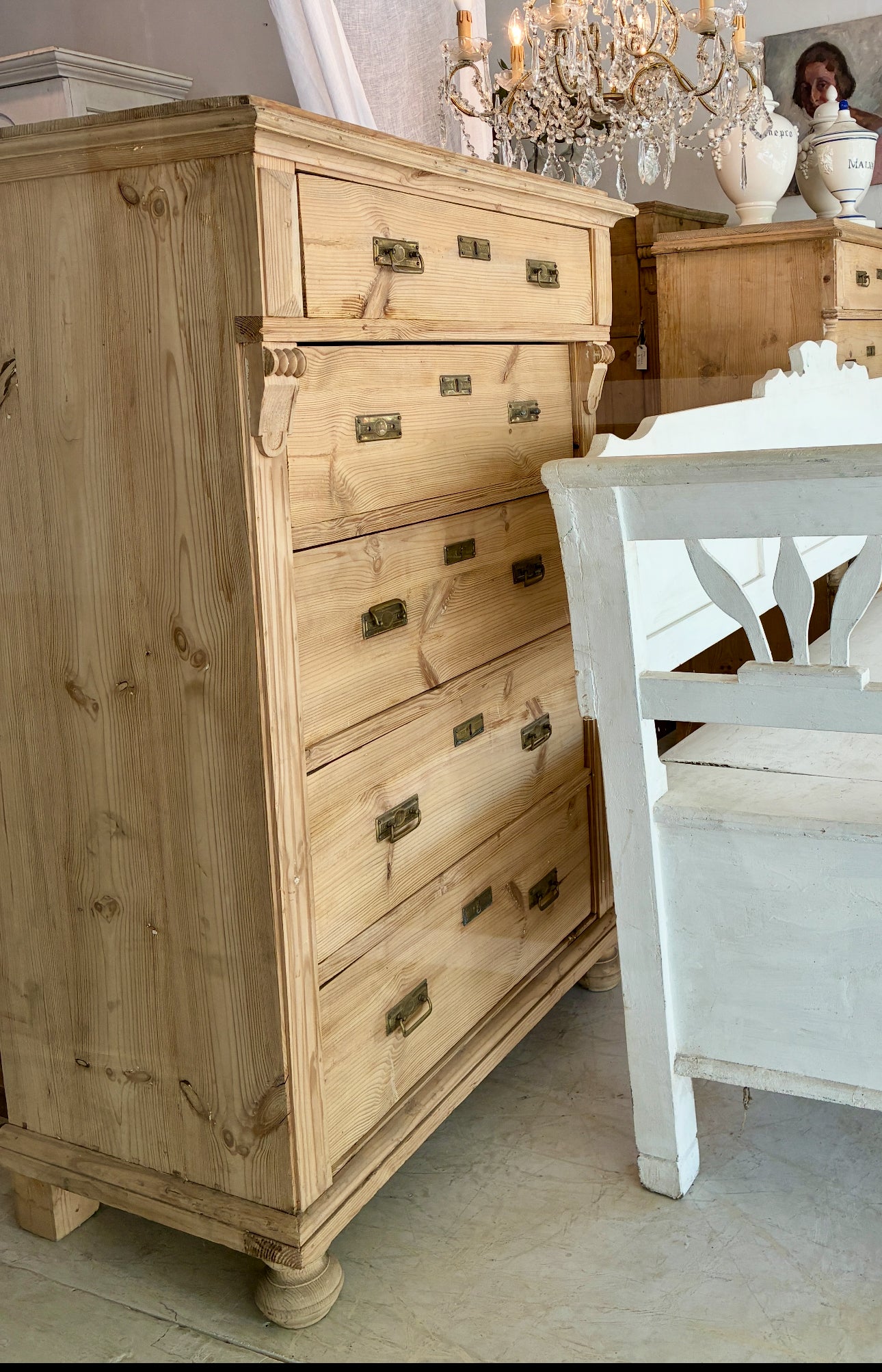 European pine tallboy