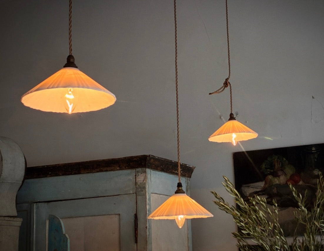 Antique milk glass light fitting