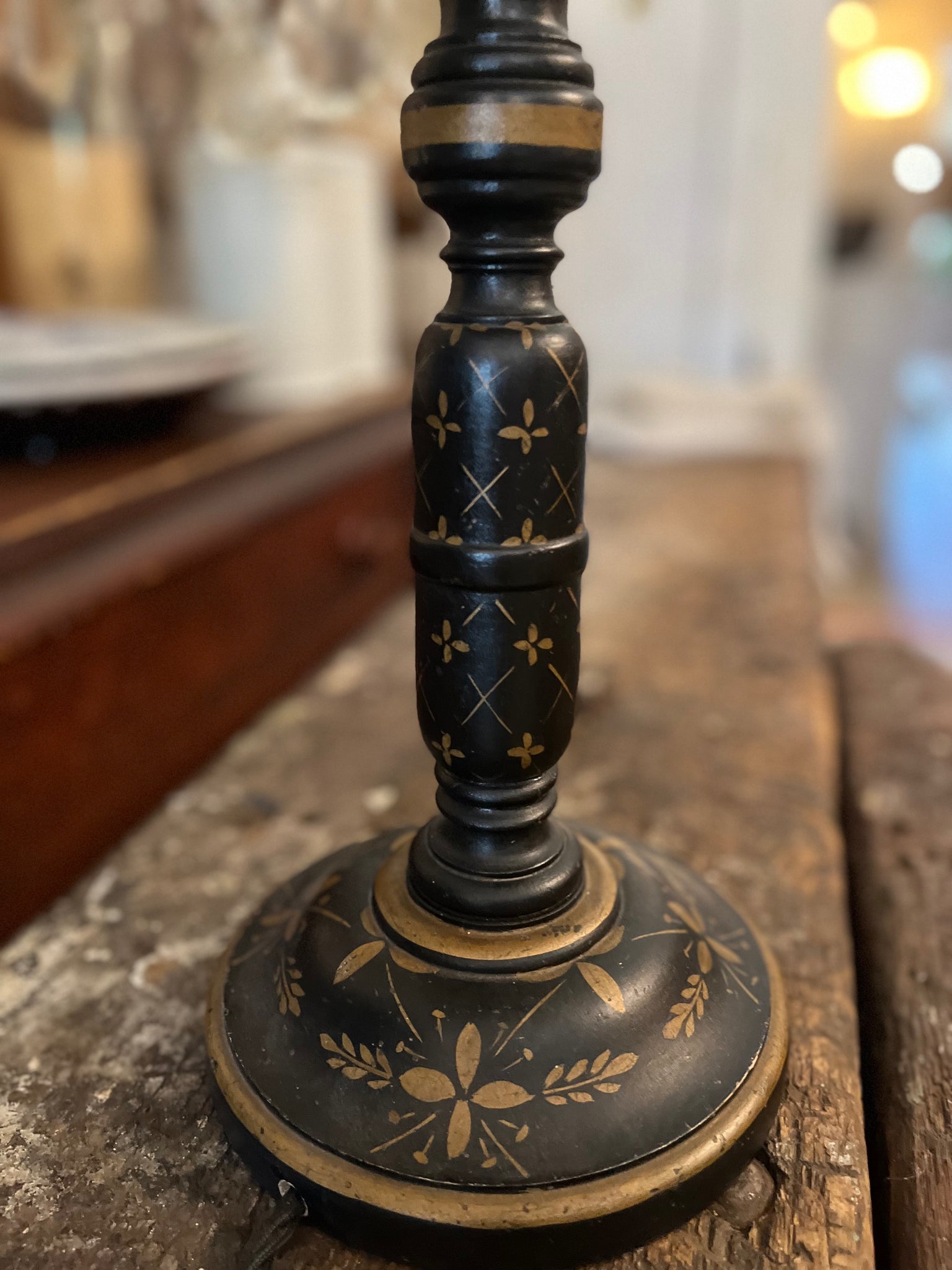Antique hand painted lamp