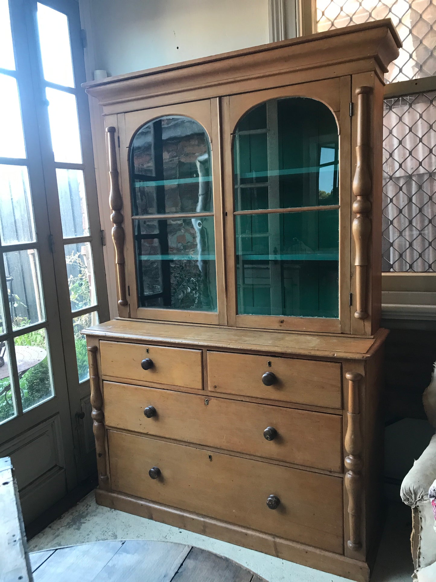 Antique pine bookcase