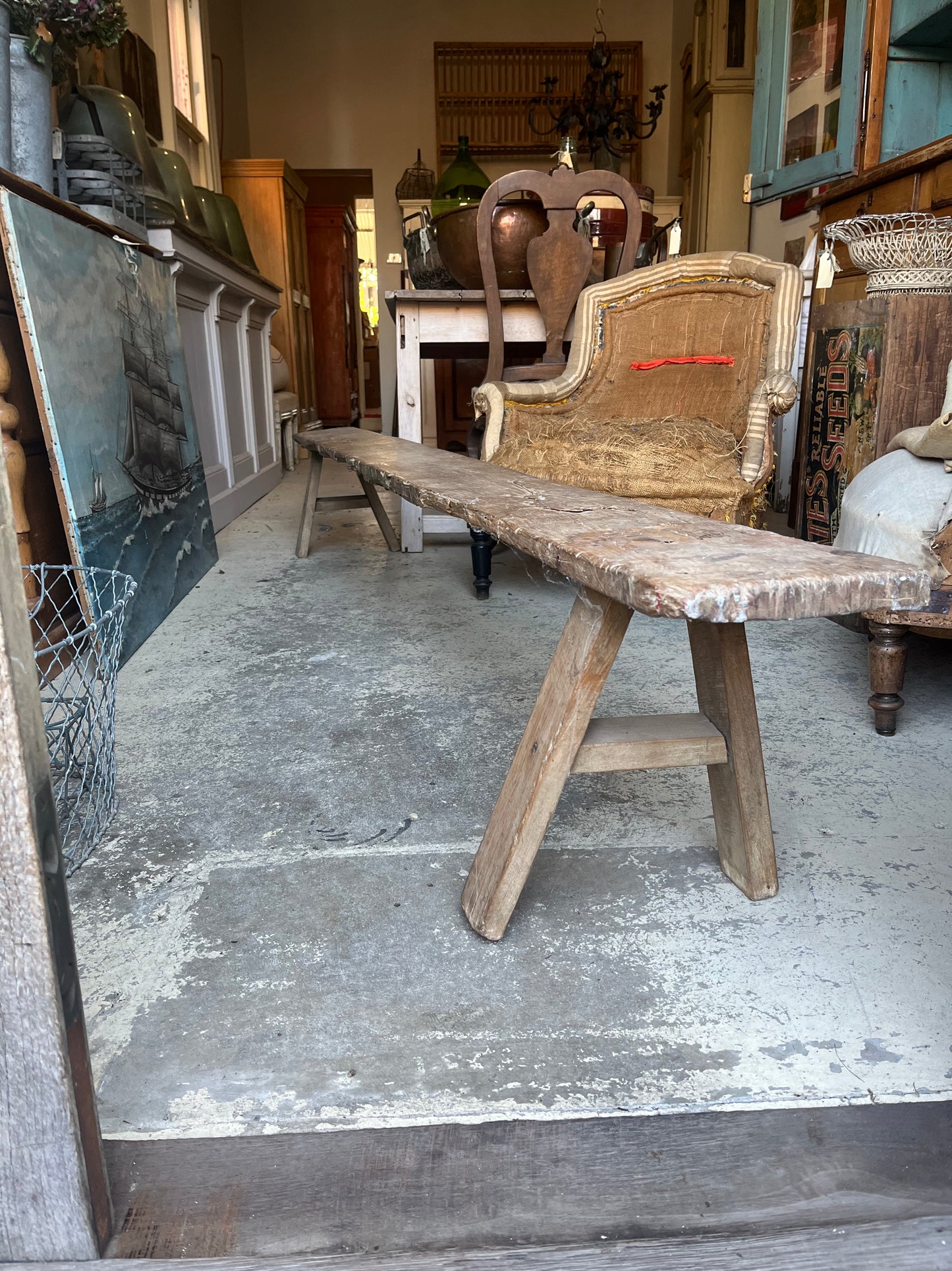 Old timber bench seat