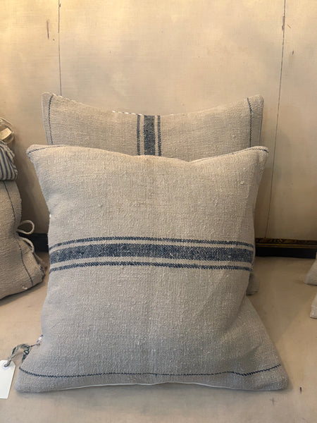 Antique grain sack cushion