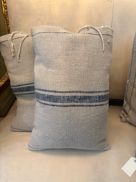 Antique French grain sack cushion