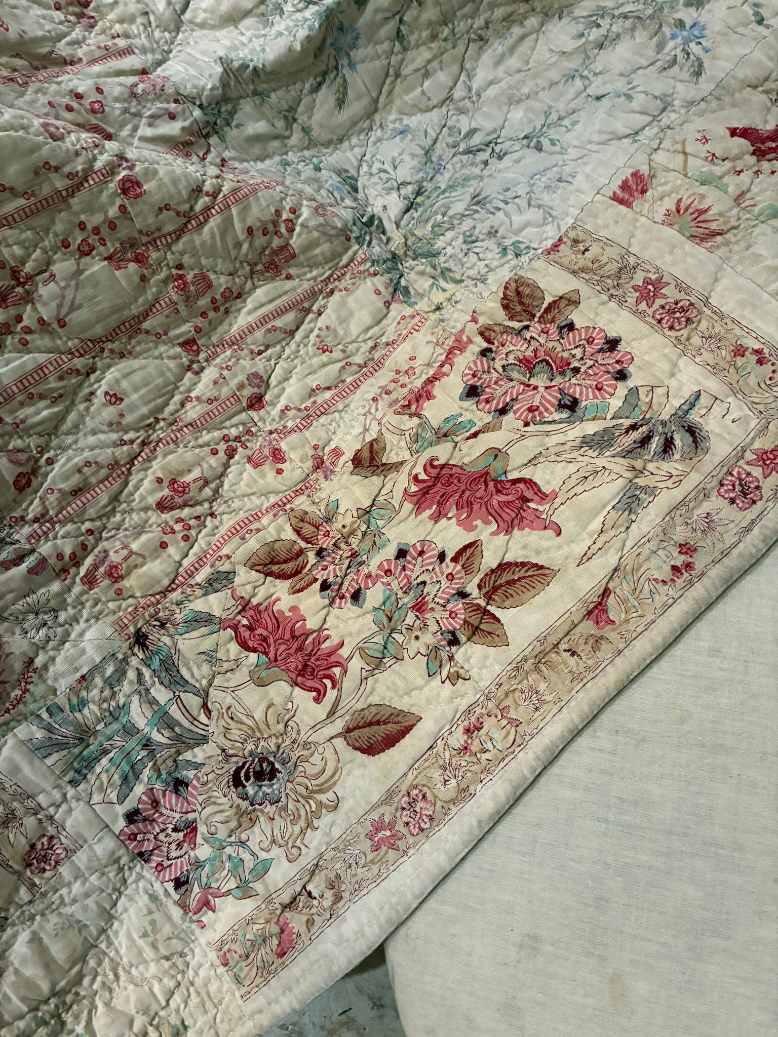Antique French patchwork quilt