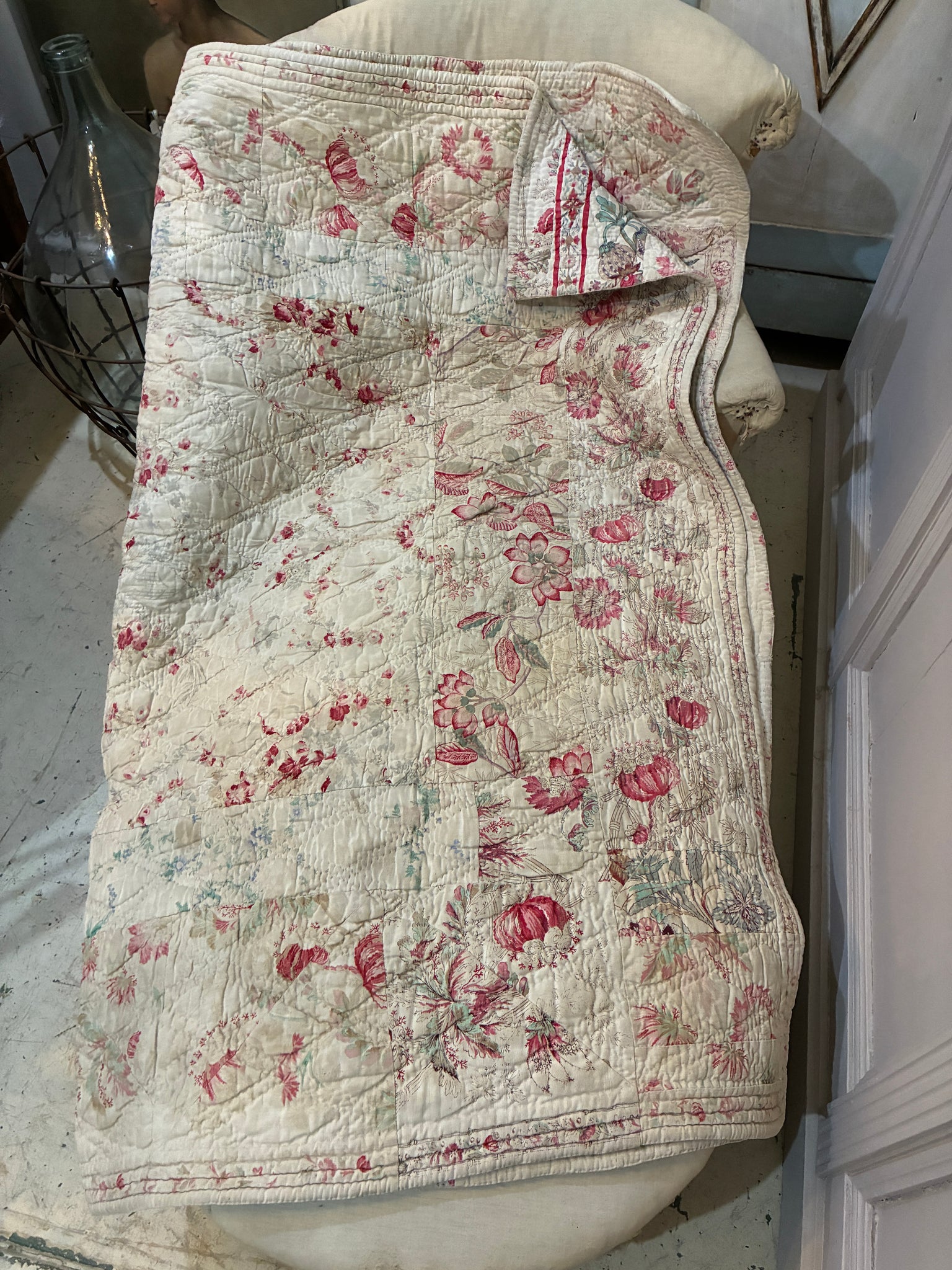 Antique French patchwork quilt