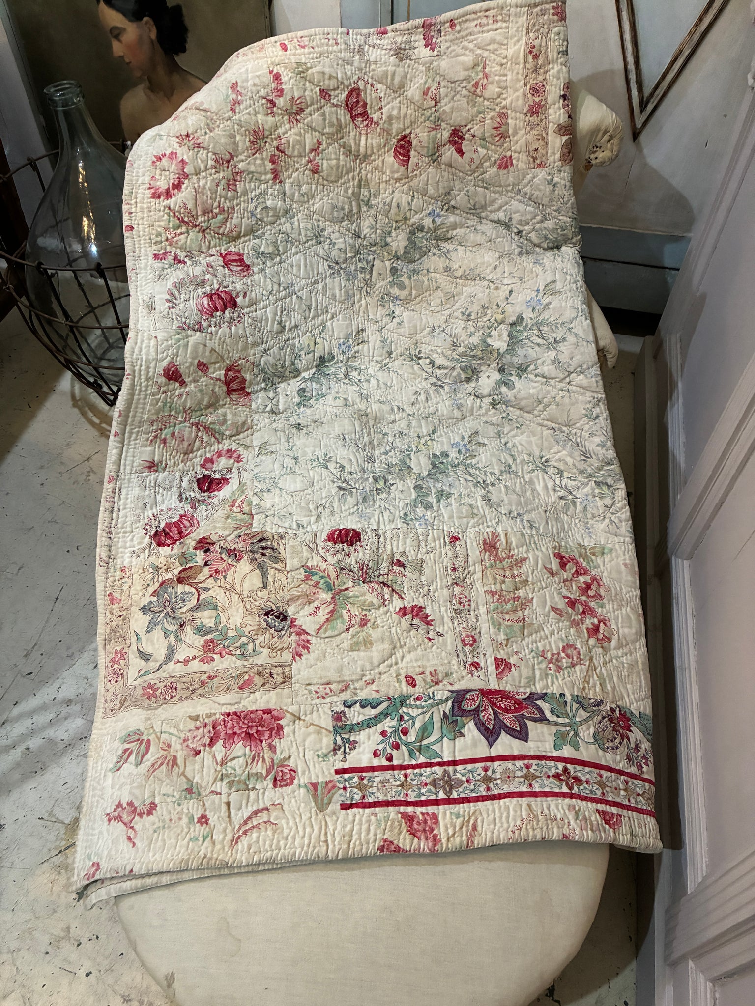 Antique French patchwork quilt