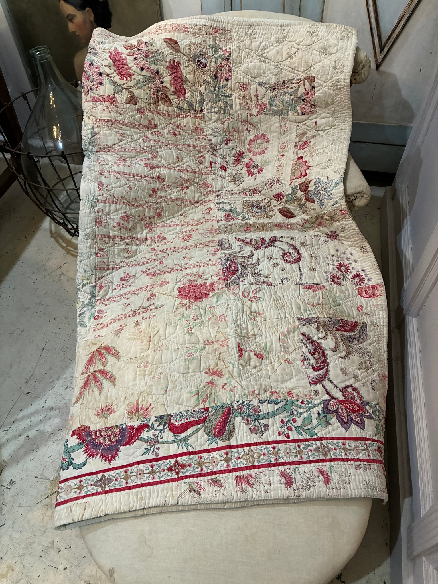 Antique French patchwork quilt