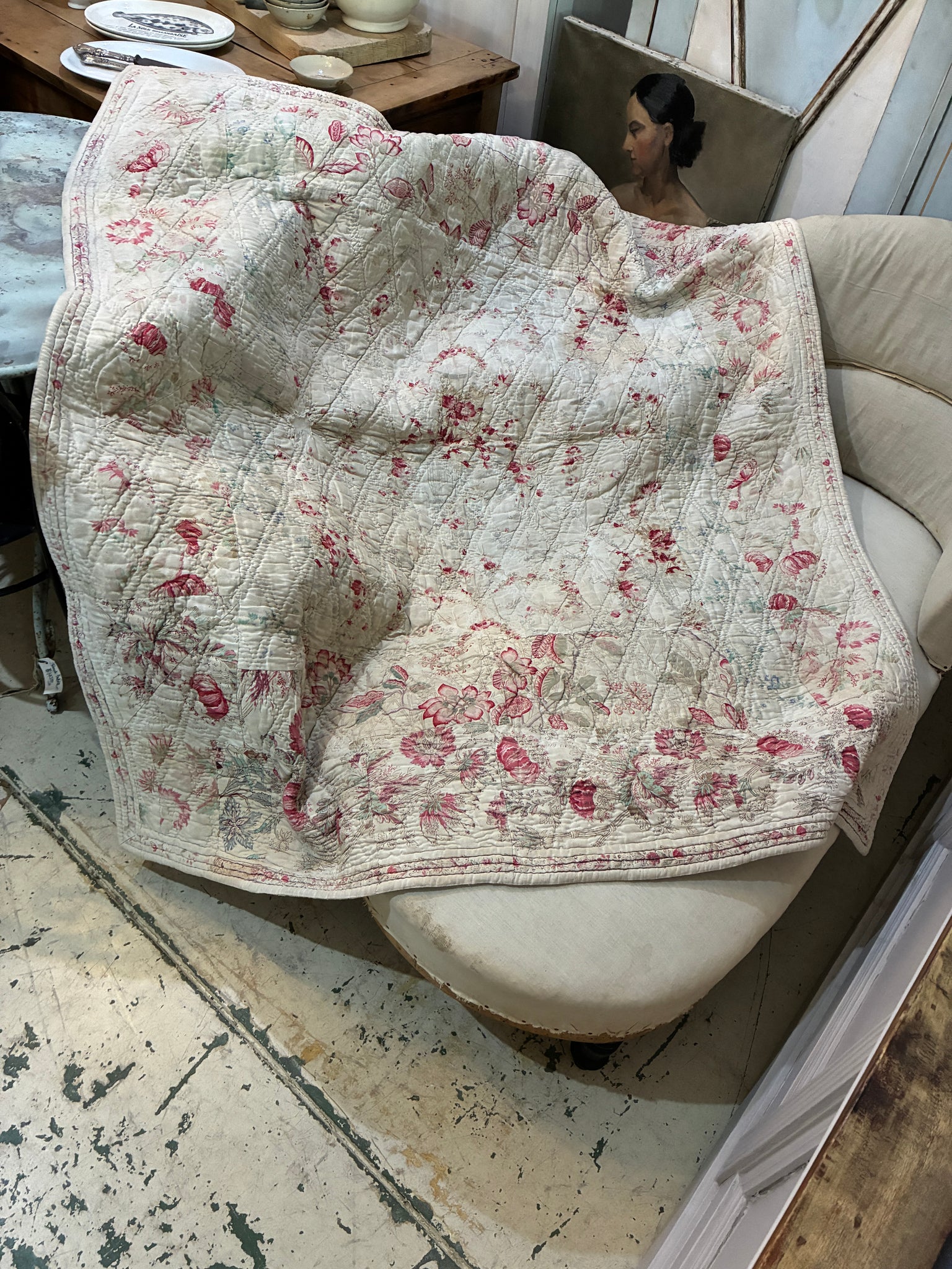 Antique French patchwork quilt