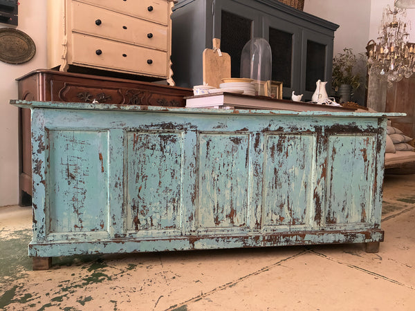 Antique painted finish shop counter