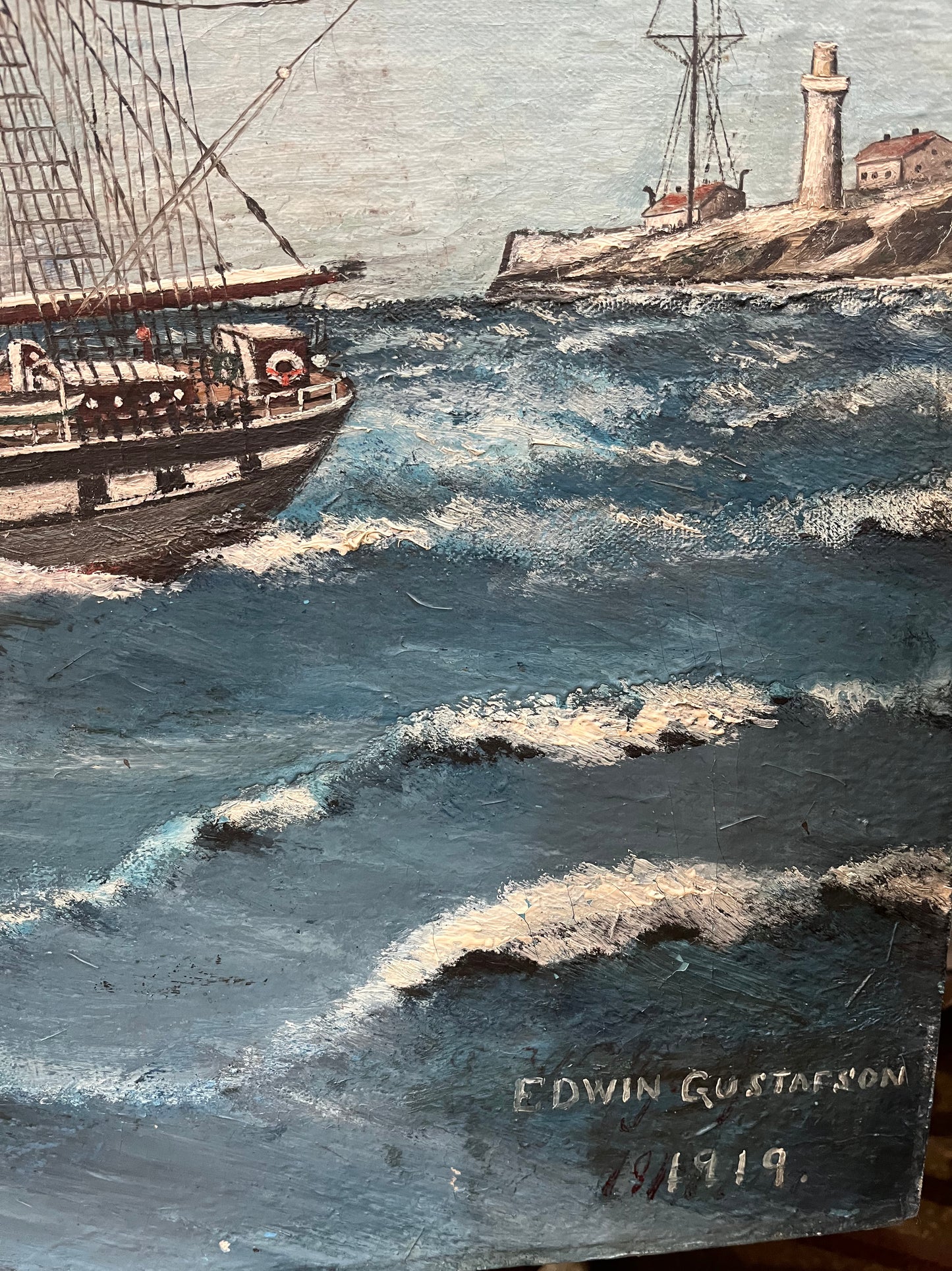 Ship oil painting