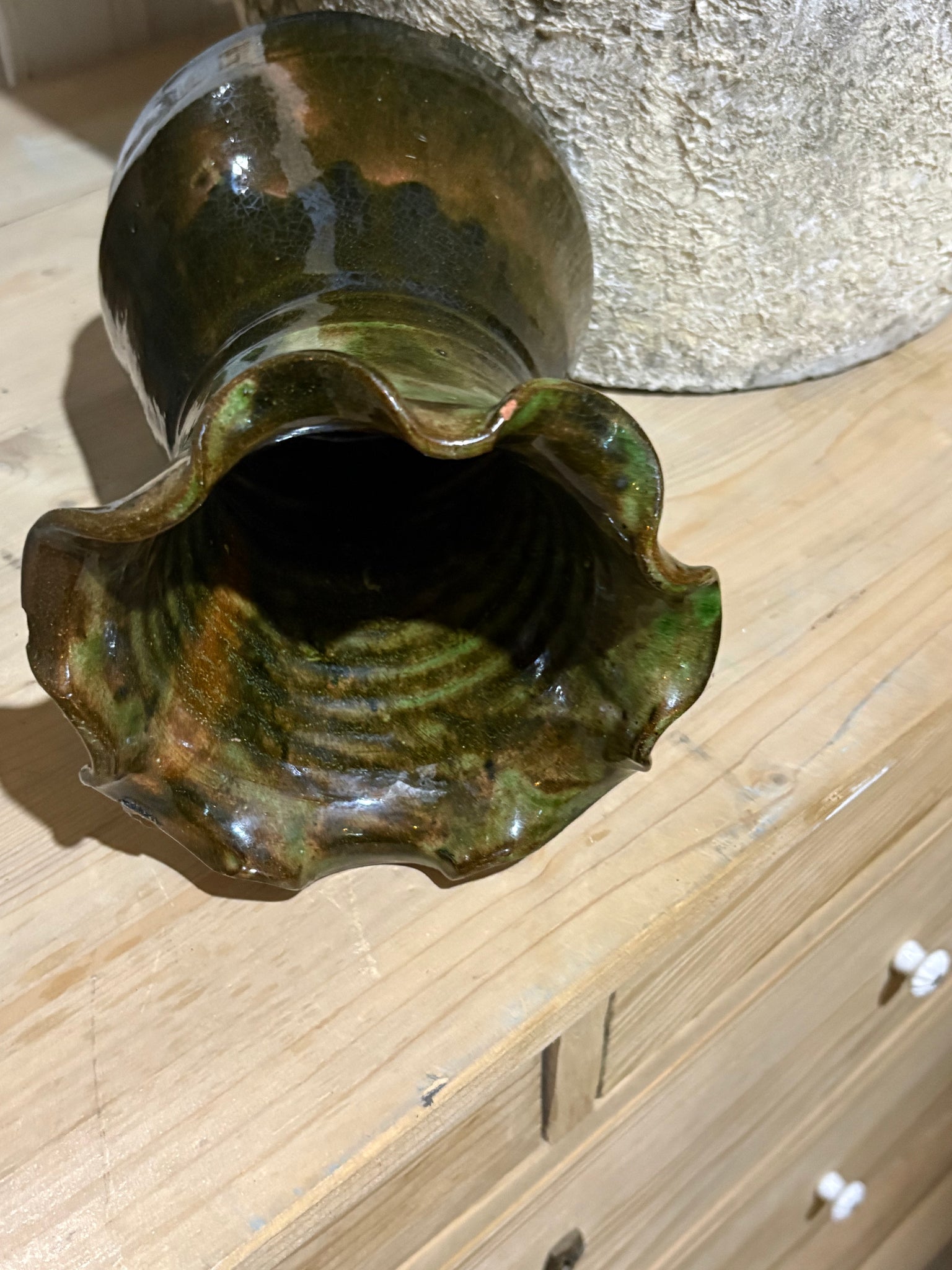 French vintage green Castelnary vase