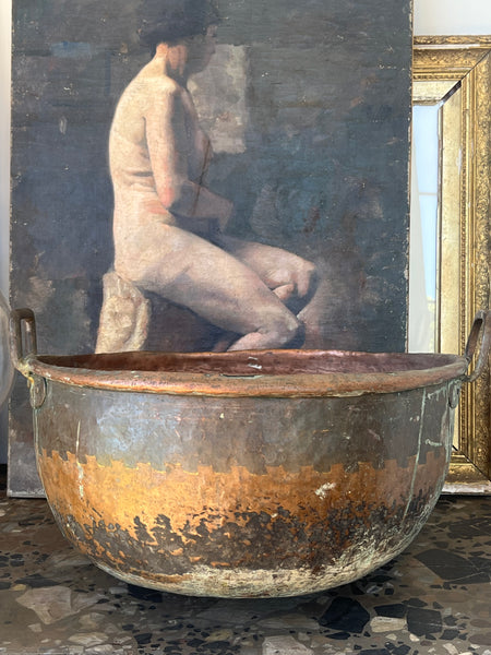 Antique French copper chocolate pot