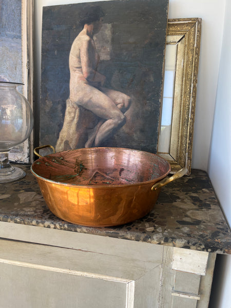 French copper jam pot