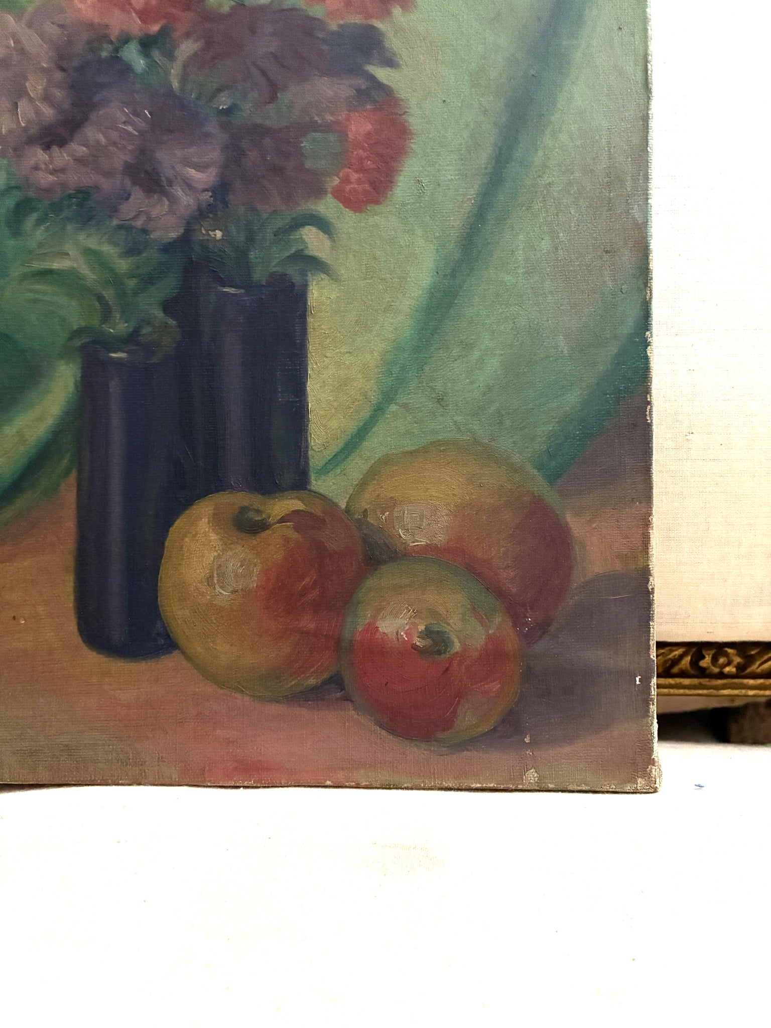Still life of flowers &fruit