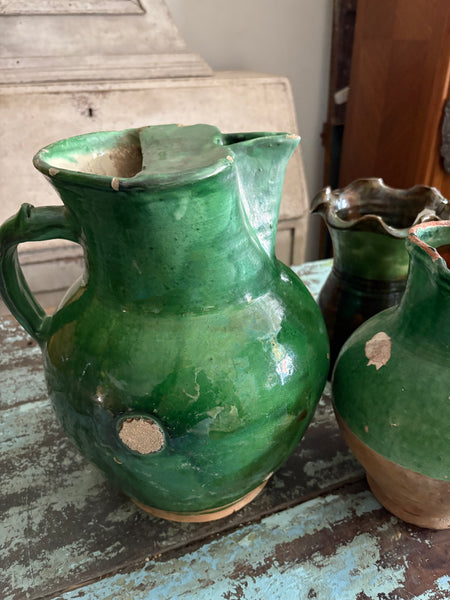 Enormous green glaze jug