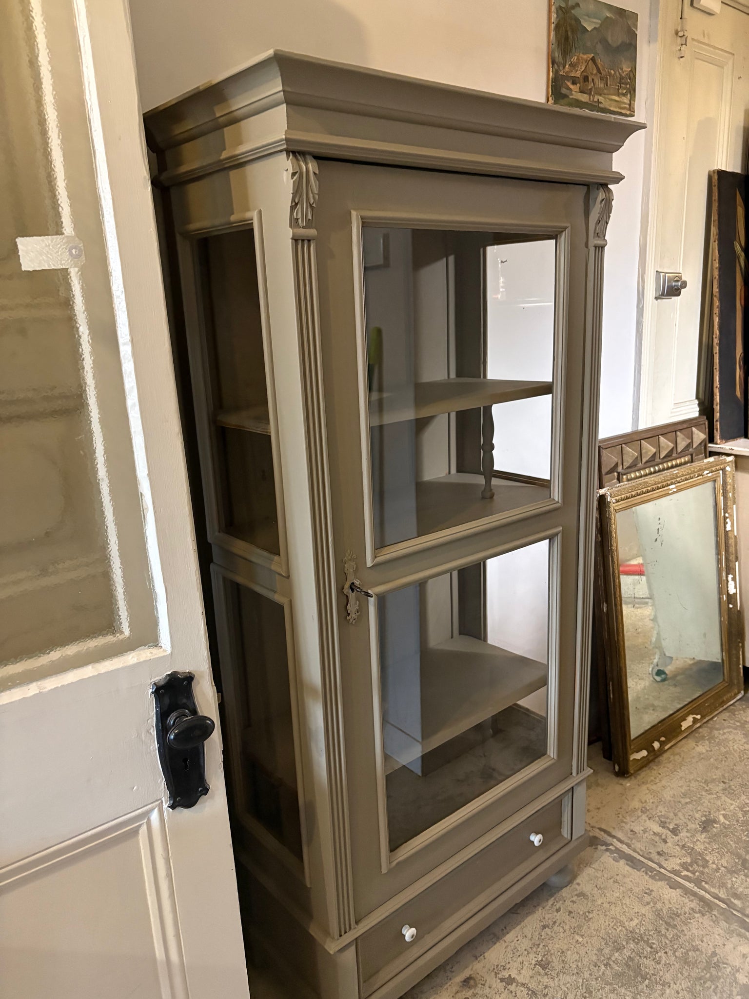 European pine display cupboard
