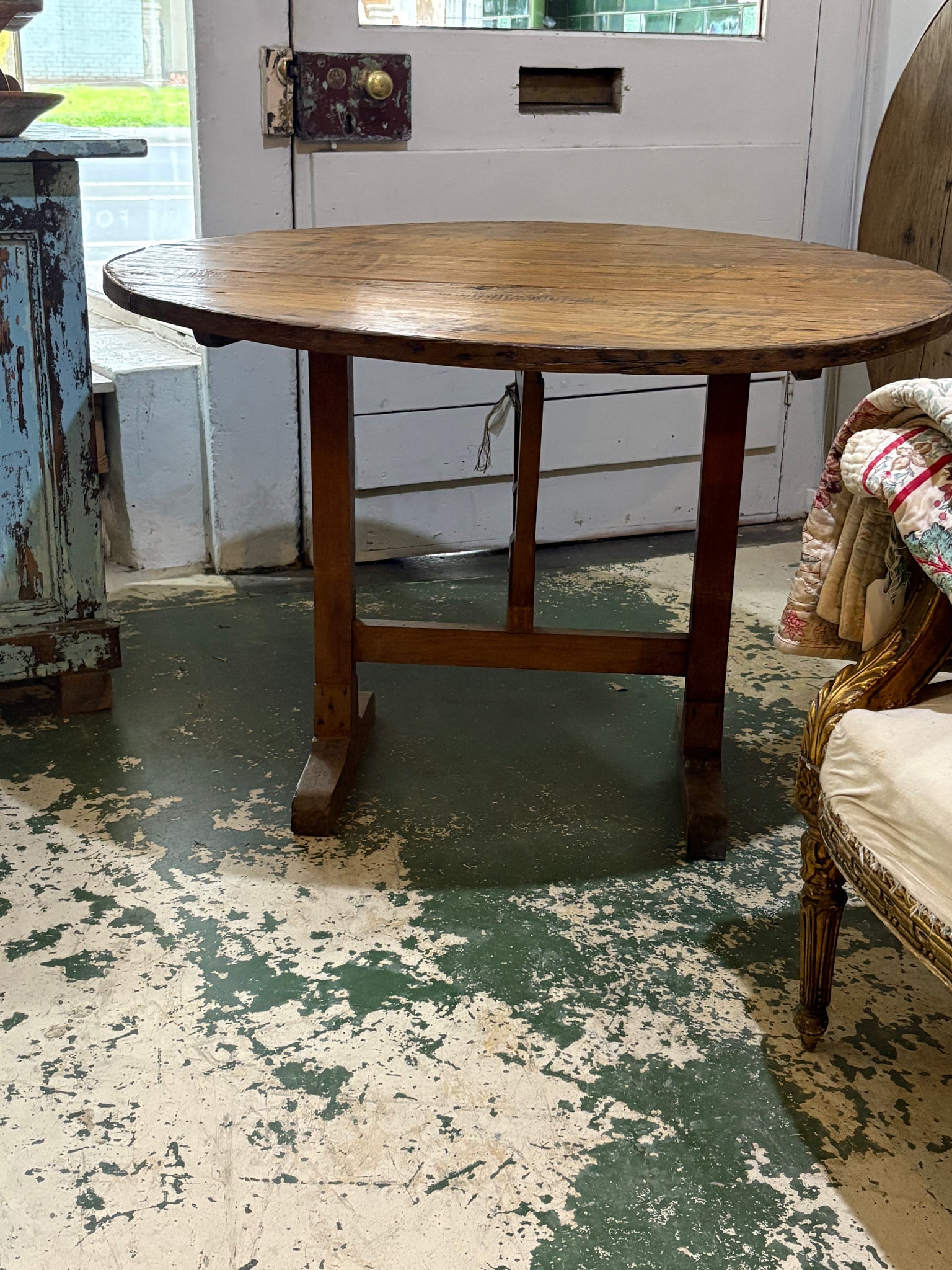Antique oak French wine table