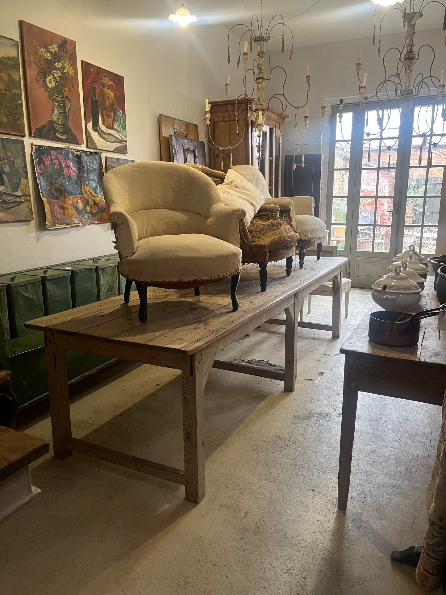 Large antique pine table