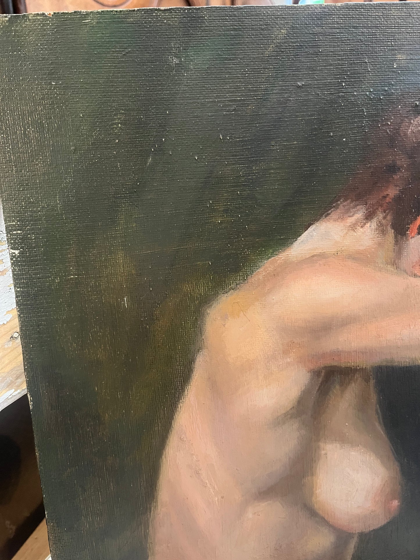 Antique nude oil on board