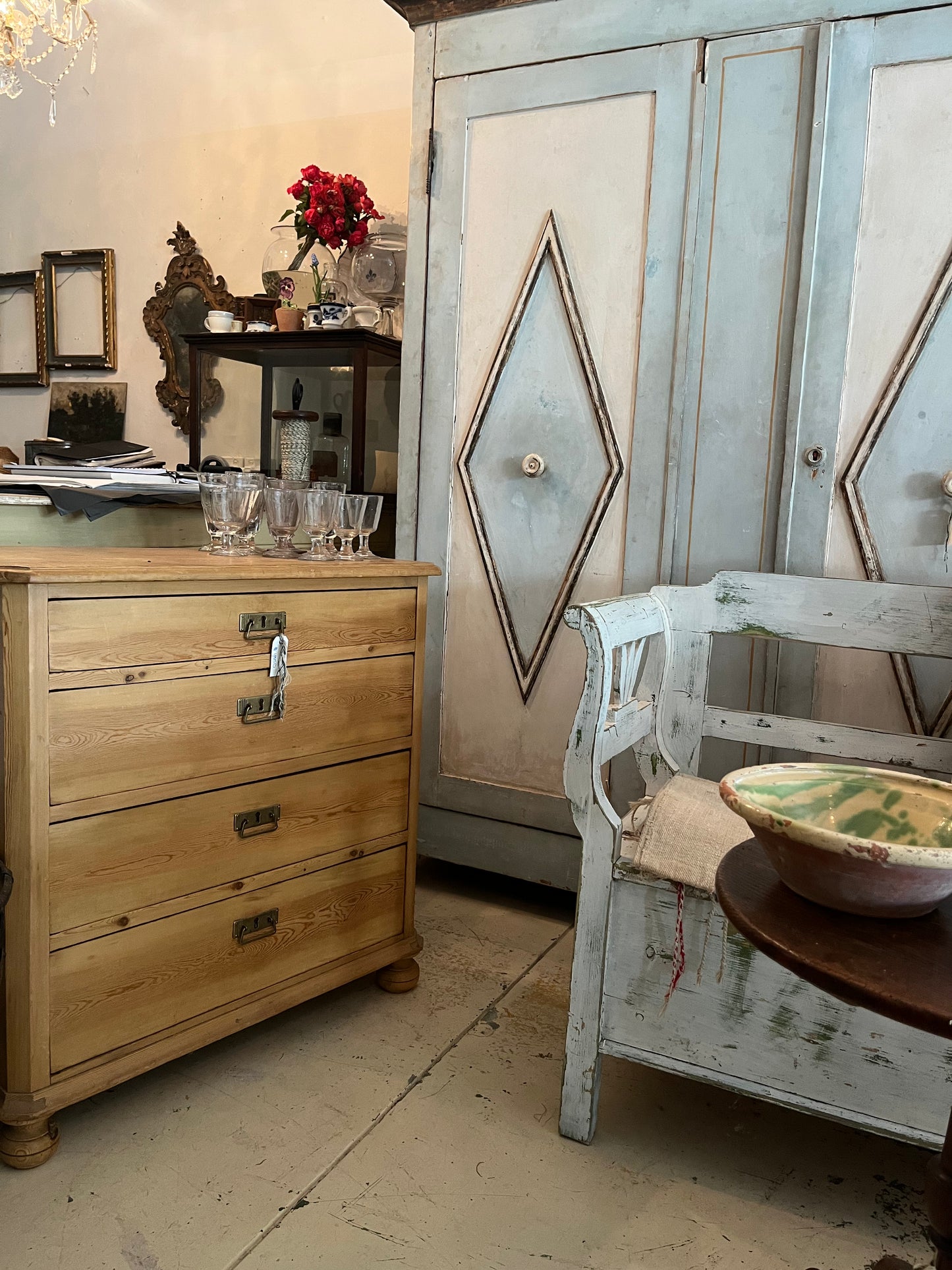 European pine chest drawers