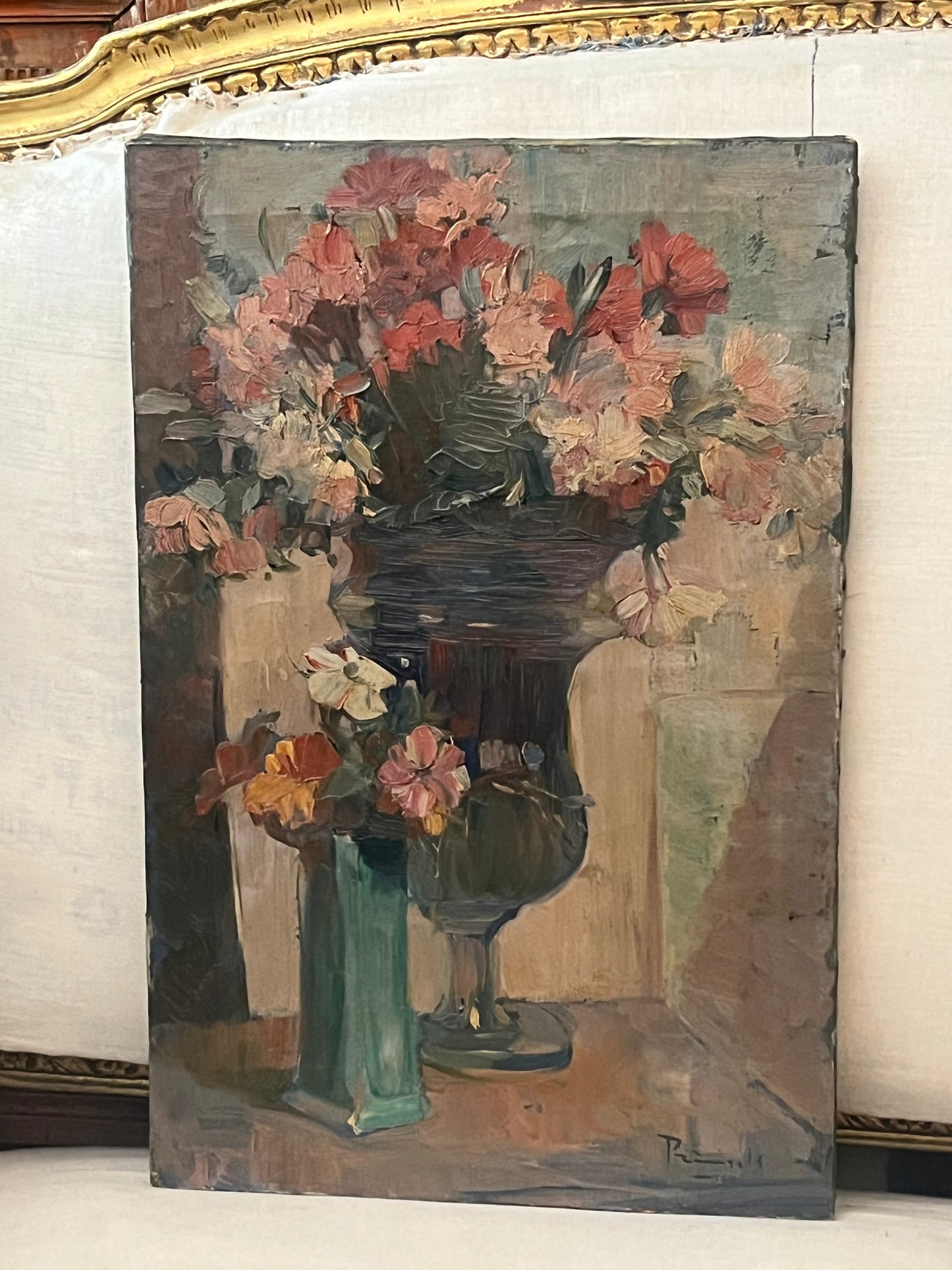 Antique floral oil painting