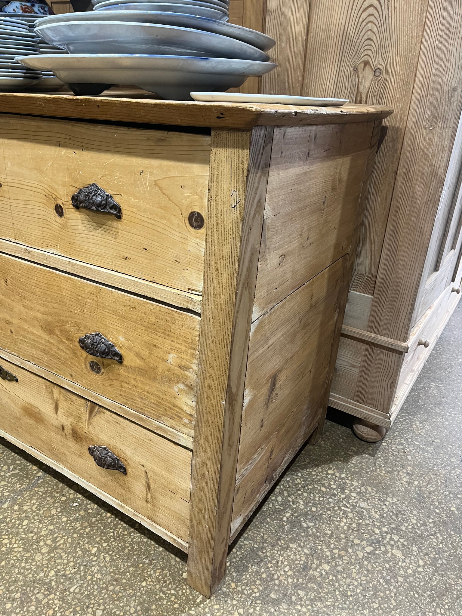 Large antique pine chest drawers