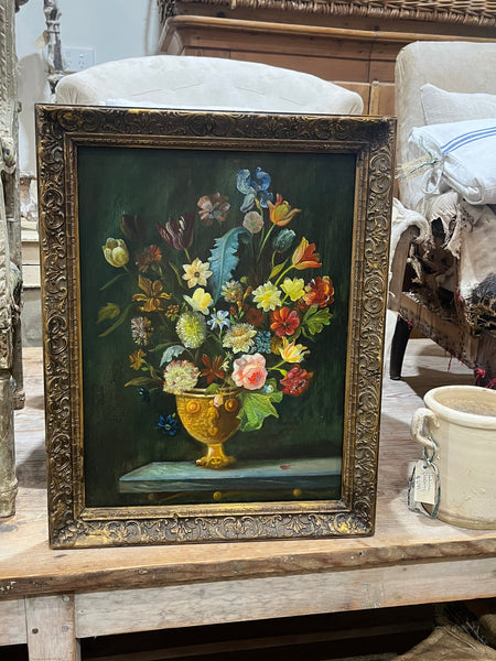 Antique floral oil painting