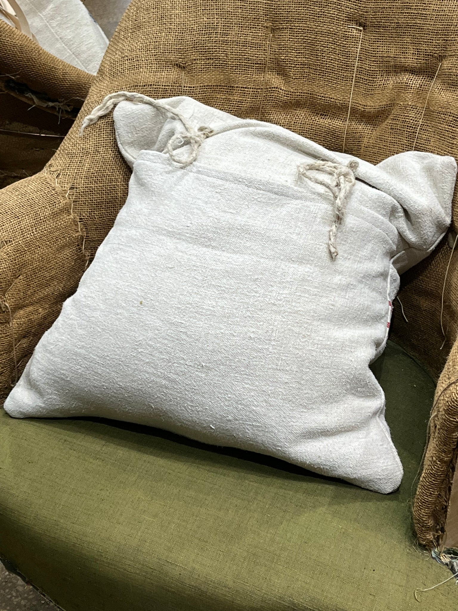 Grain sack cushion