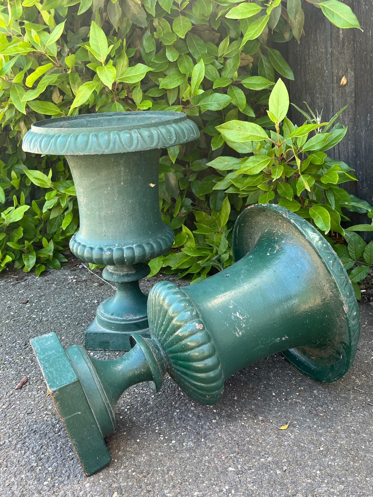 A pair of Antique cast iron urn