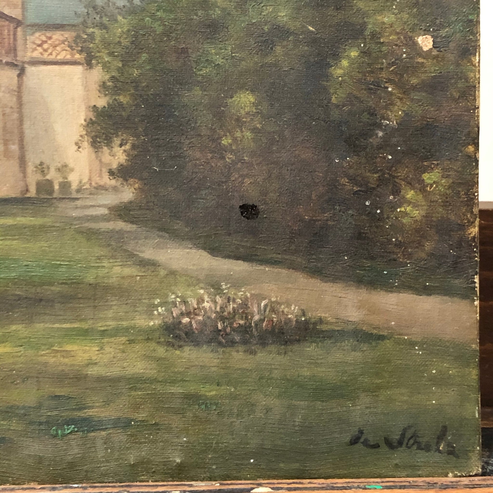 Antique oil landscape painting