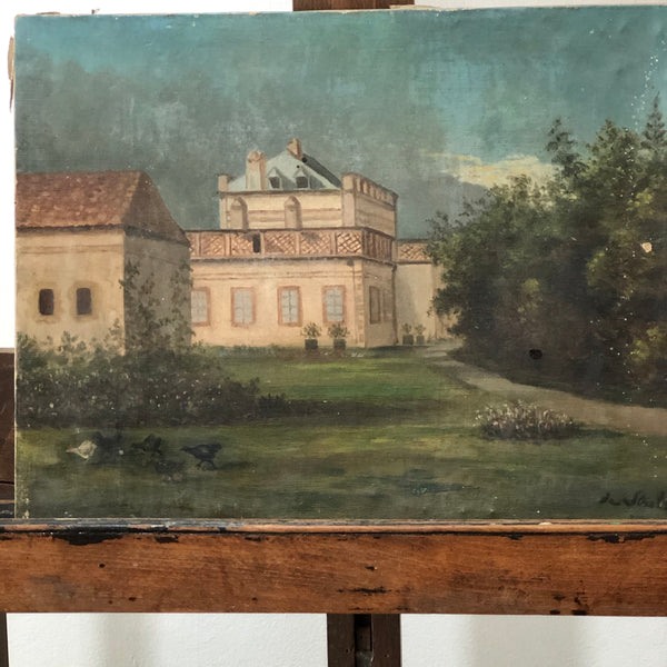 Antique oil landscape painting